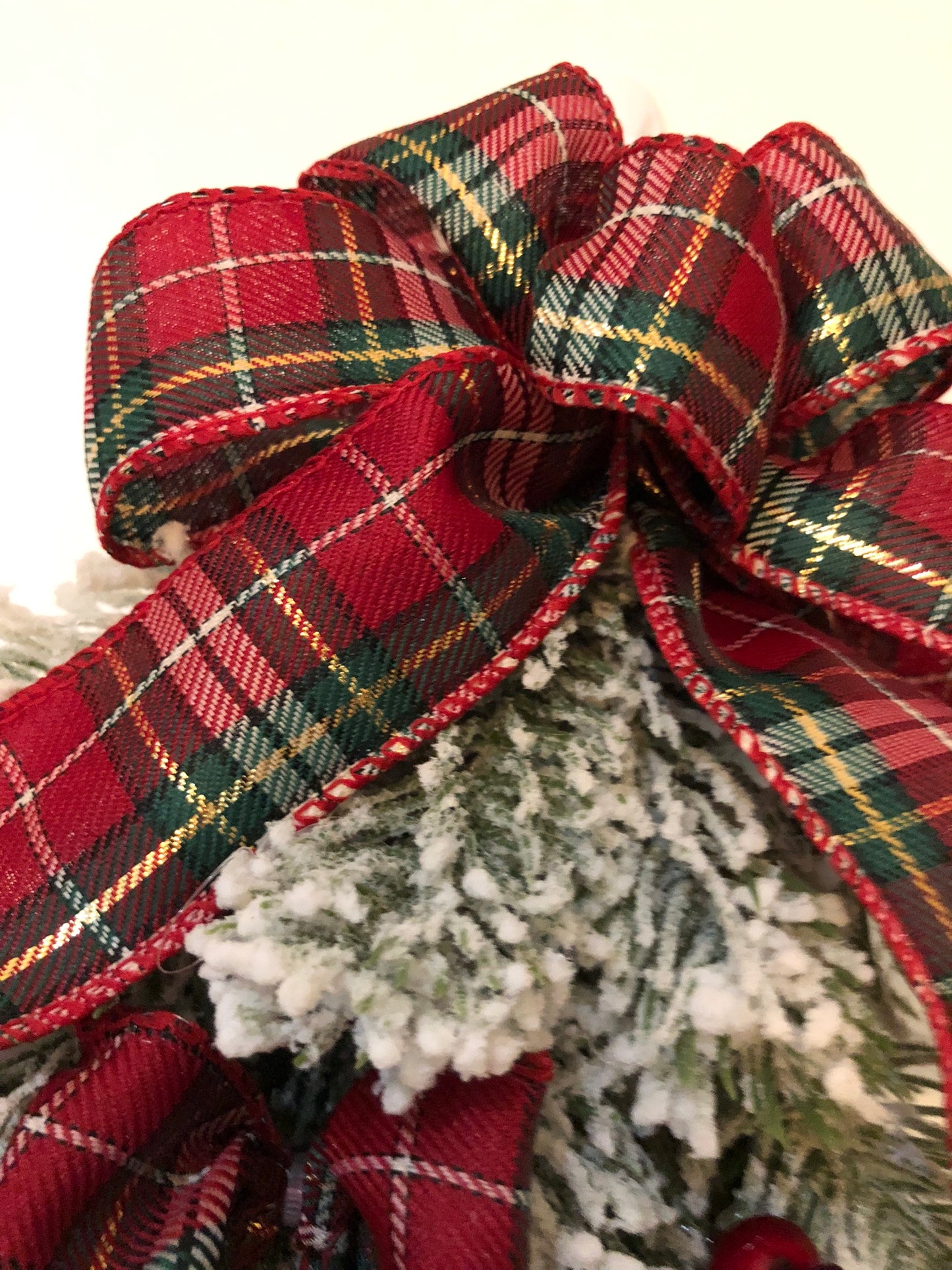 Red Plaid Flocked Christmas Tree