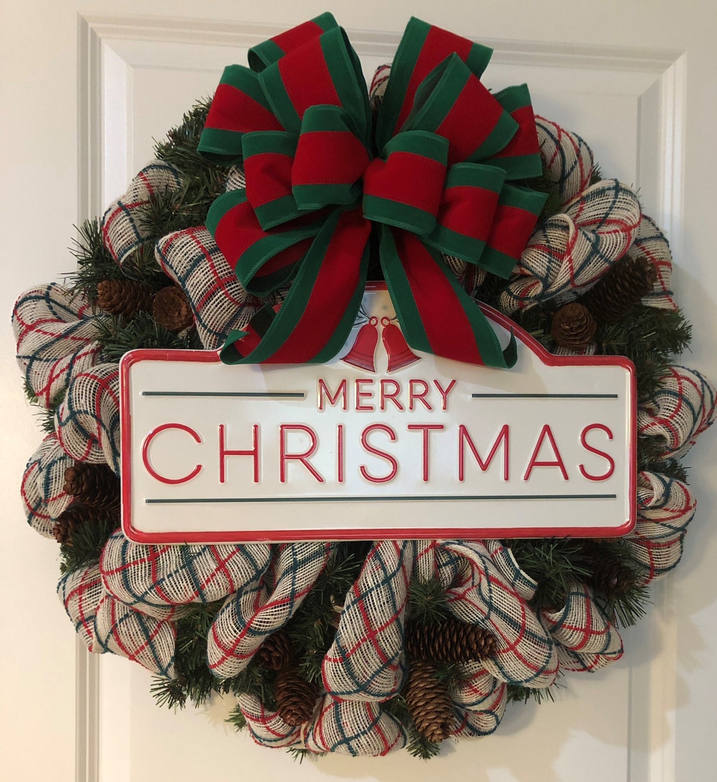 Merry Christmas Wreath, front door Christmas wreath