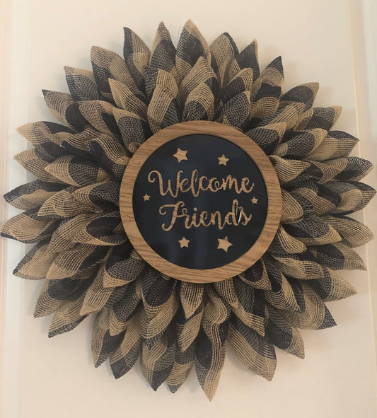 Welcome Friends Flower Wreath