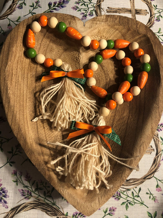 Carrot Wood Bead Garland