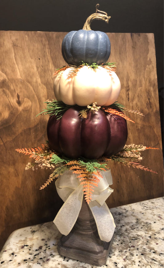 Small Pumpkin Topiary with Ivory Ribbon