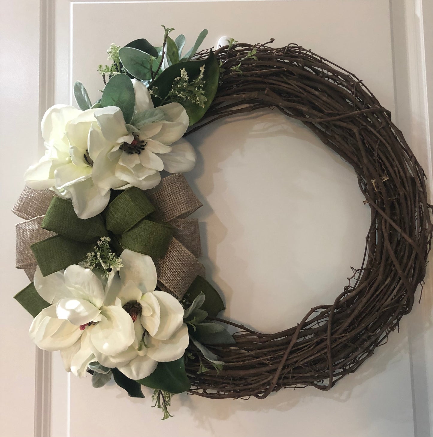 Grapevine Wreath with Magnolias