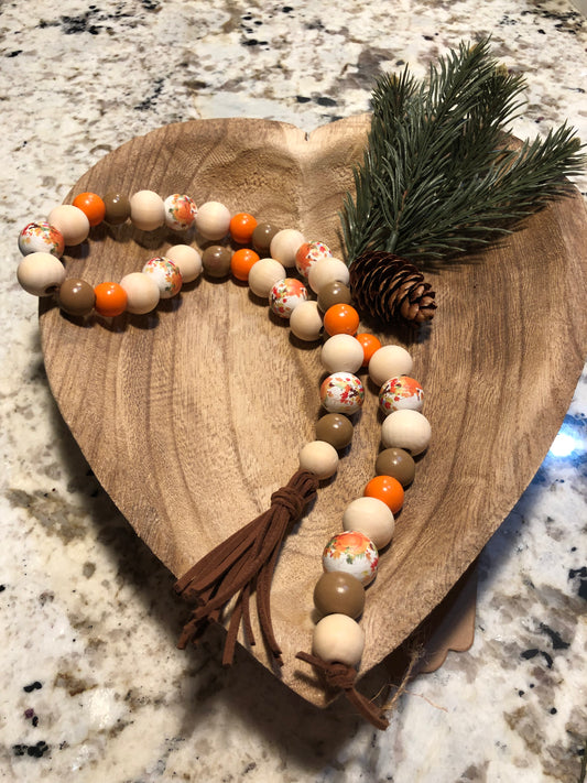 Light Brown Fall Wood Bead Garland