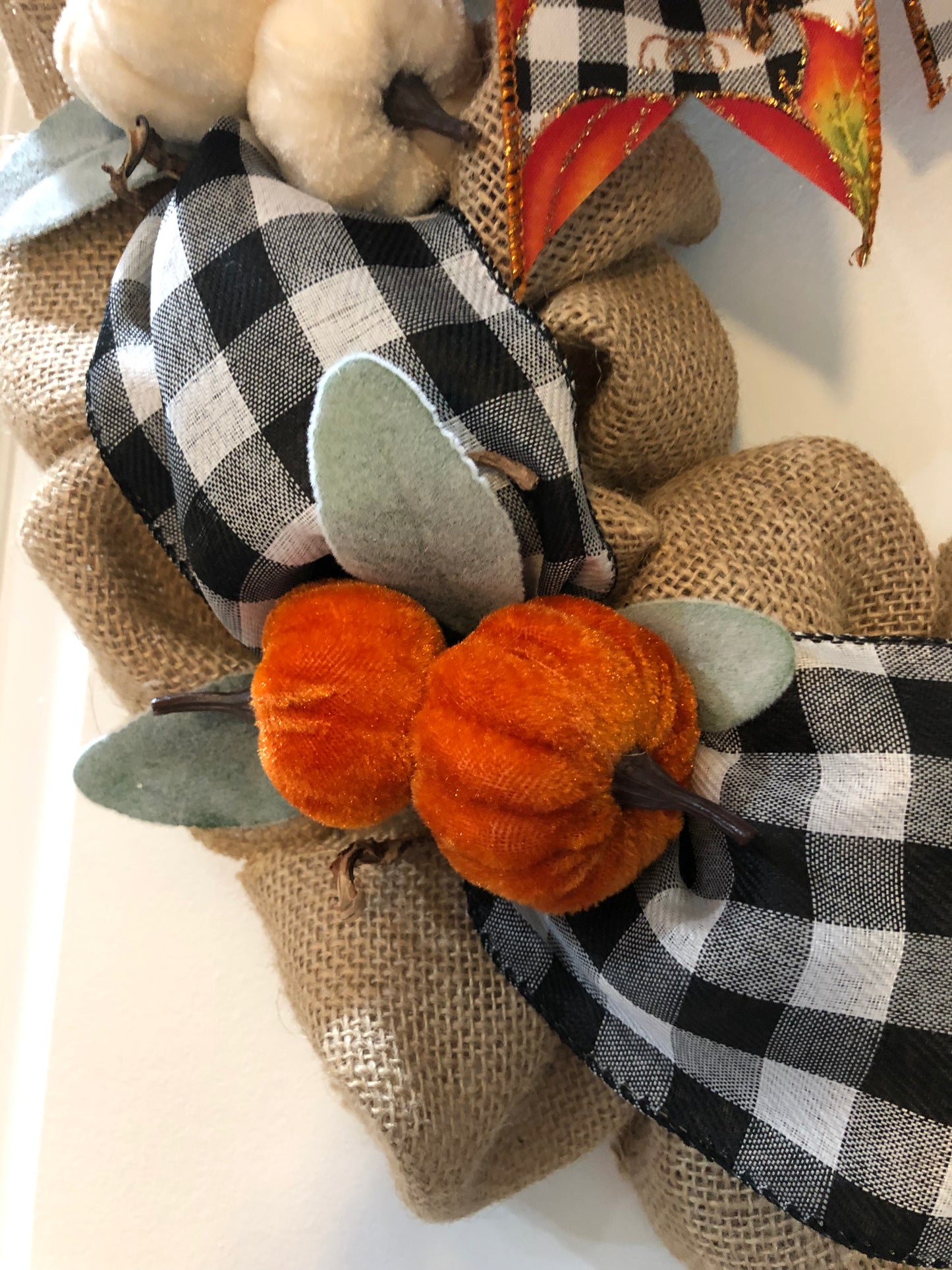 Buffalo Check Pumpkin Wreath