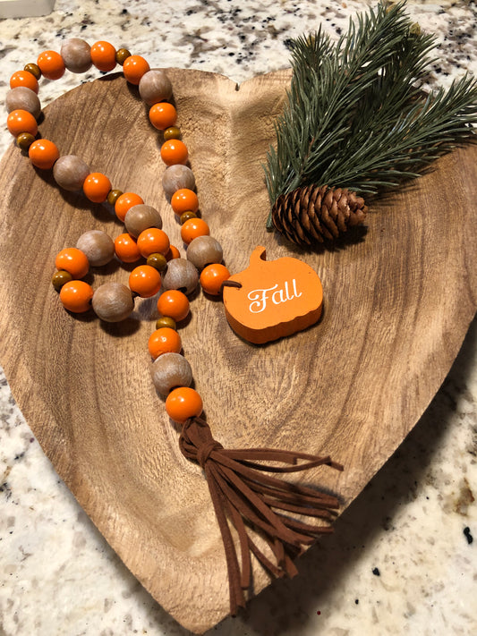 Fall Pumpkin Wood Bead Garland